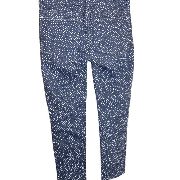 J Crew Women's Size 27 Light Blue Blue Polka Sot Toothpick Jeans Low Rise - Picture 6 of 11